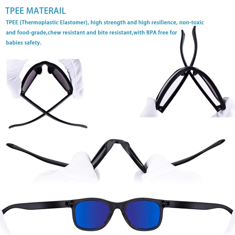 MAXJULI Baby Infant Sunglasses Safe, Soft, With Adjustable Strap 0-24 Months BPA Free (Black/Black) - Image 4